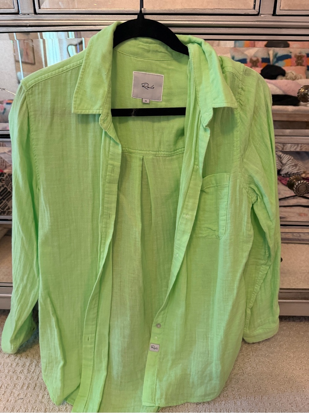 Rails Lime Green Lightweight Button-Up Blouse